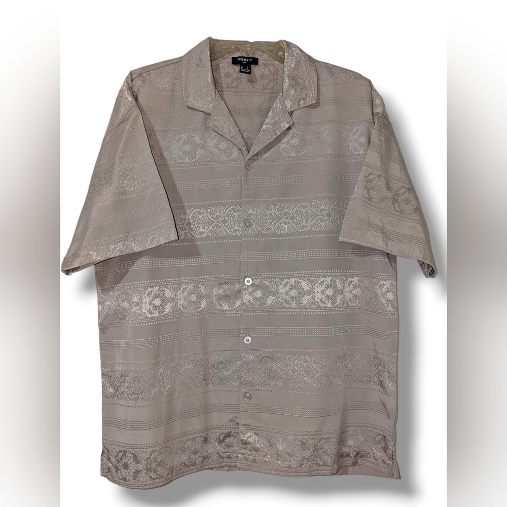 Forever 21 Men's Beige Patterned Shirt